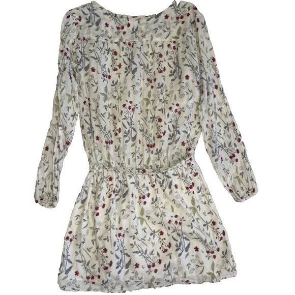 Capsule Collection by Juliette India Floral Mini Dress V Neck Long Sleeve Sz M